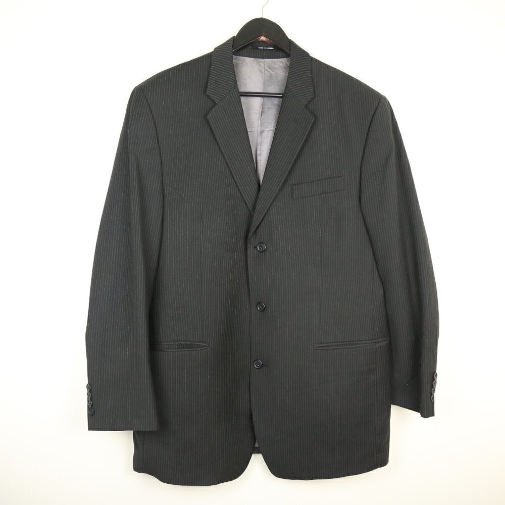 Calvin Klein Men's Dark Grey Pinstripe Blazer Suit Size 42L